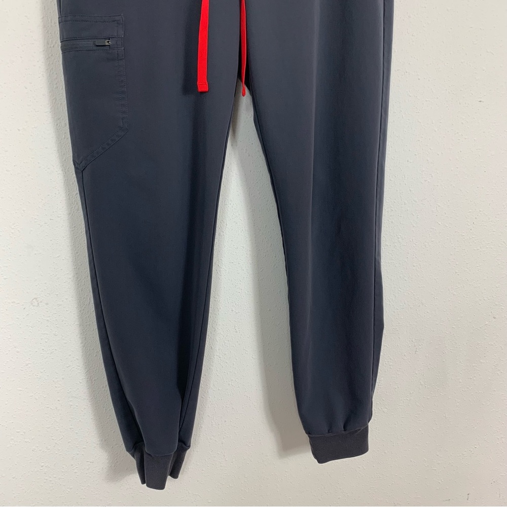 Figs Women's Slate Gray Track Joggers with Red Drawstring - Picture 4 of 10